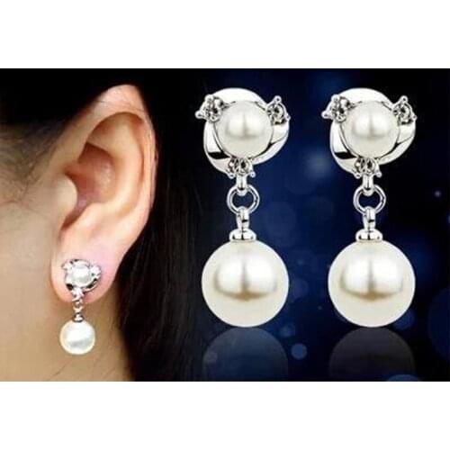 New Personality Crystal Earrings High Quality Wild Rhinestones Imitation Pearl Earrings For Women Stud Earrings Brincos