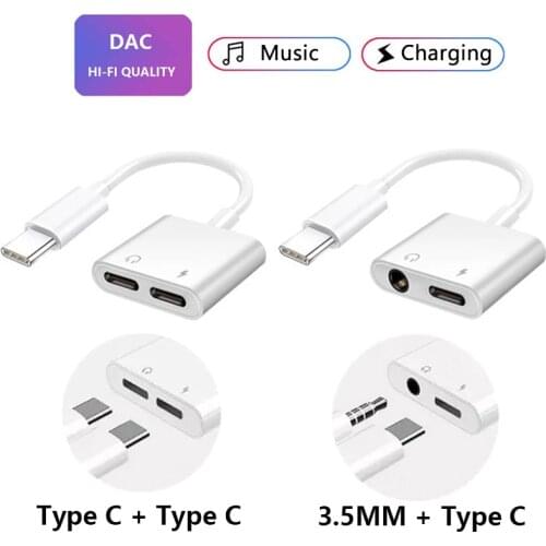 2 In 1 USB Type C to AUX 3 5mm Jack Adapter Audio Cable For Samsung S21 S20 Note20 Ultra Plus Charging Music Splitter Connector