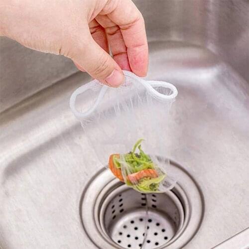 30Pcs/100Pcs Sewer Filter Disposable Kitchen Sink Strainer Bag Shower Sink Hair Rubbish Storage Mesh Bag for Home Restaurant