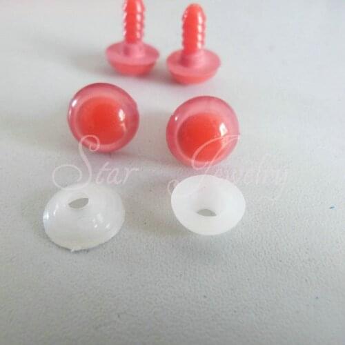 300pcs new red pink 12mm round shape safety toy eyes with white washer/#yd
