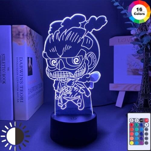 3D Night Light Attack on Nightlight for Child Bedroom Decoration Light Touch Sensor Desk Night Lamp Gift for Kids Titan Birthday