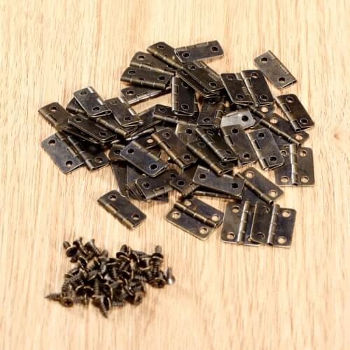 50Pcs 16x13mm Jewelry Boxes Decorative Hinge Antique Bronze/Gold Cabinet Hinges Furniture Accessories Furniture Fittings