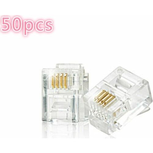 50 pcs RJ11 6P4C Telephone Internet Modular Plug Jack Network Connector Hot New Adapter For Dropshipping