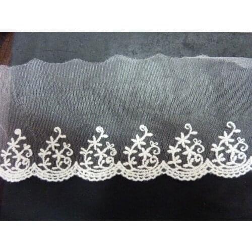Free shipping Flower white cotton embroidered lace,8cm width,XERYzy20