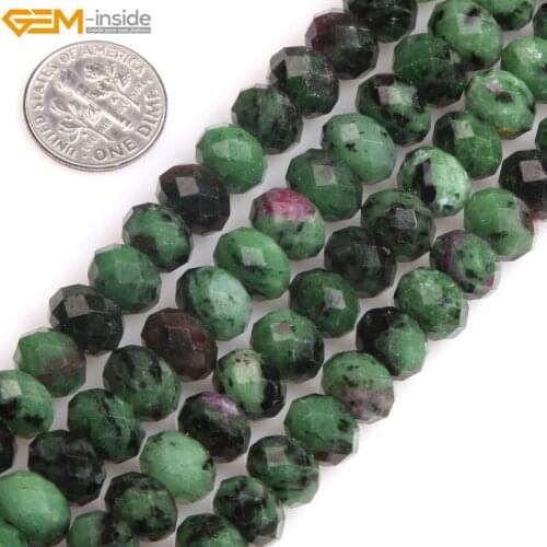 Gem-inside Natural Faceted Rondelle Green Epidote Spacer beads For Jewelry Making Beads DIY 15" Christmas Gift