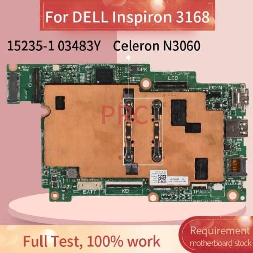 CN-03483Y 03483Y For DELL Inspiron 3168 Celeron N3060 Laptop Motherboard 15235-1 SR2KN DDR3 Notebook Mainboard