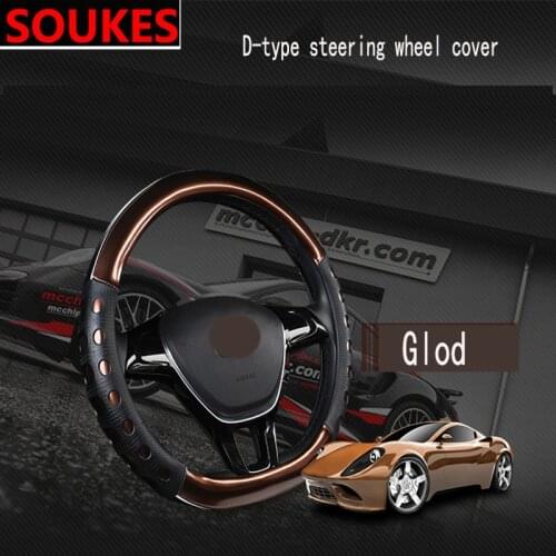 D Shape Genuine Leather Cool Car Steering Wheel Covers For Mercedes Benz W211 W203 W204 W210 W205 W212 W220 AMG Jaguar XE XF XJ