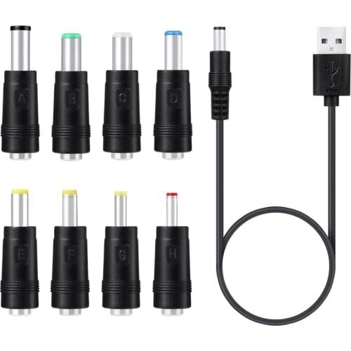 DC Charging Power Cord USB To 5521 Multifunctional DC Interchangeable Plug Male 8-in-1 Charging Cable