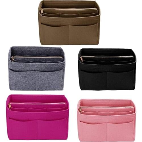 Home Storage Bag Purse Organizer Felt Insert Bag Makeup Organizer Inner Purse Portable Cosmetic Bags Storage Tote L