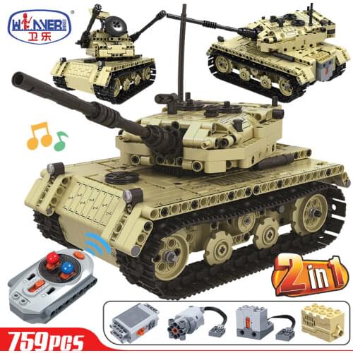 ERBO 759PCS RC Tank Model Building Blocks Technical Military Remote Control Electric Tank Bricks Education Toys for Boys