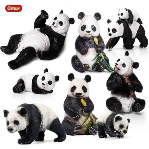 Oenux Simulation Wild Animal Figurines Panda Model Action Figures PVC High Quality Lovely Home Decoration Cake Topper Kid Toy