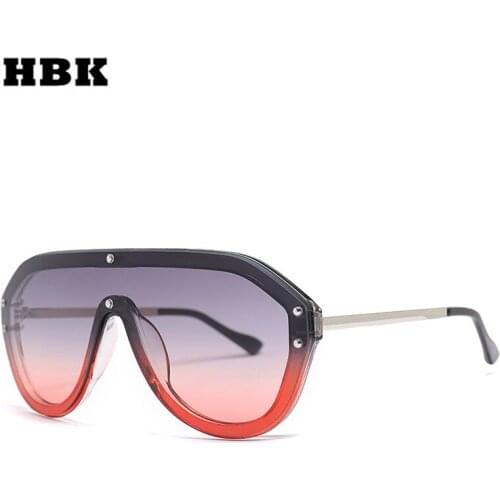 HBK Women Cool Pilot Sunglasses 2019 New Fashion Brand Designer Ladies One Piece Sun Glasses Oversized Eyewear Men Women UV400