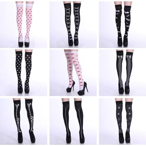 Halloween High Tube Stockings Ladies Ghost Festival Party Dance Sexy Transparent Thigh Long Tube Funny Spring and Summer Thin