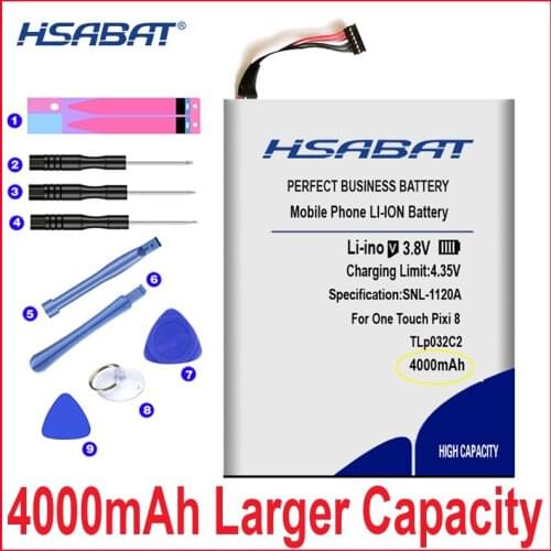 HSABAT 0 Cycle 4000mAh TLp032C2 Battery for Alcatel One Touch Pixi 8 8.0 3G 9005X OT-9005X Mobile Phone Replacement Accumulator
