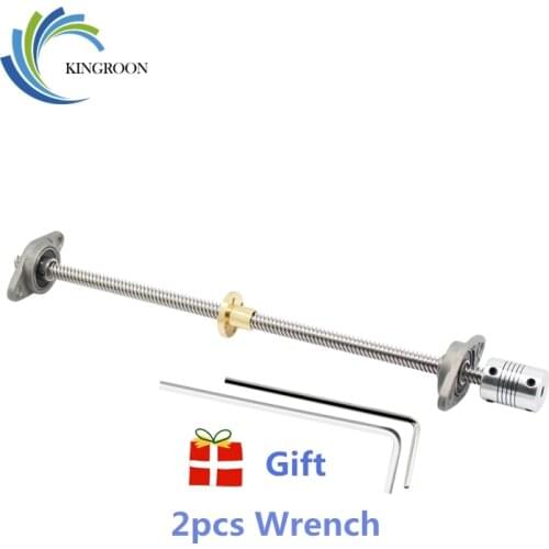 Horizontal T8 Lead Screw Kit 8mm Lead Screw+Brass Nut+KFL08 Bearing Bracket++Flexible Coupling+Wrench For 3D Printer CNC Parts 2