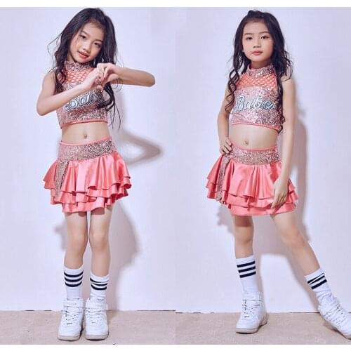 New Children Sequins Jazz Dance Performance Costumes Girls Child Hip Hop Modern Dance Suit Kids Cheerleading Suit