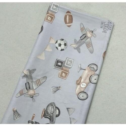 Pretty Grey Motorcycle Car Plane Basketball Print 100% Cotton Fabric 50x160cm Cotton Fabric DIY Sewing Baby Cloth Bedding Quilti