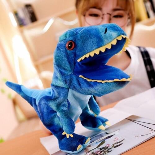Cute dinosaur hand puppet high quality animal mouth can move kindergarten children story telling activity props gift for kids