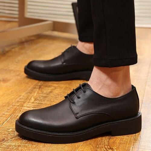 Gentleman business shoes black breathable cow leather platform shoe office career formal dresses men casual footwear chaussures