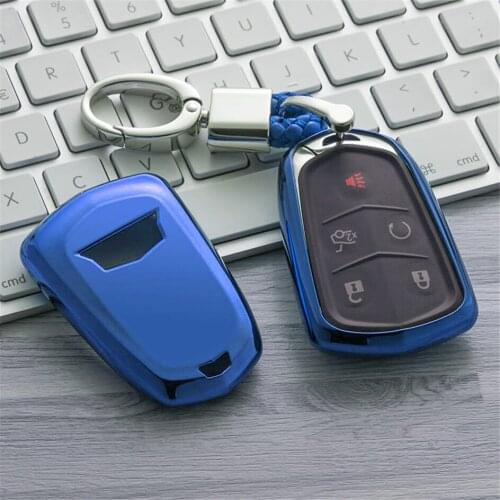 Soft TPU Car Key Cover Case Shell Fob For Cadillac CTS Escalade SRX ATS STS XTS CT6 XT5 Hand-woven Keychain Keyring