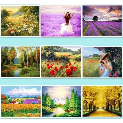 1PC DIY Oil Painting By Numbers Abstract Red Flowers Wall Pictures For Living Room Vintage Home Decor Coloring By Numbers DY612