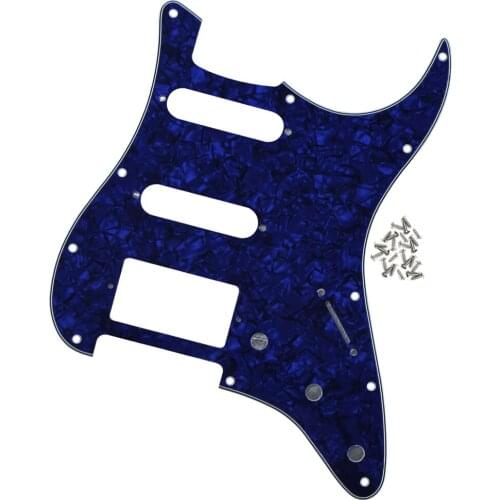 NEW 11 Hole Pickguard SSH Guitar Scratch Plate 4Ply w/Screws for American/Mexican Standard FD Strat Style Guitar,Blue Pearl