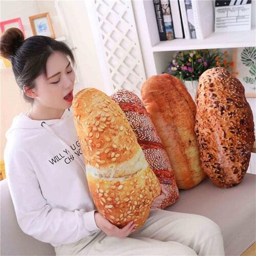 New 50cm 3d Simulation Toy Doll Bread Shape Pillow Soft Sleeping Pillow Lumbar Back Cushion Plush Stuffed Toy Gift Christmas Gi
