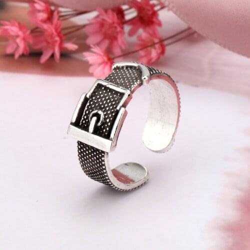 New Hot Sale Exaggerated Adjustable Size Belt Rings For Women Men Girl Party Gifts Minimalist Jewelry 2021