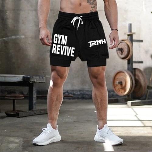 2021 Summer New Sports Fitness Loose Breathable Shorts Mens Fashion Trend Drawstring Lace Contrast Color Three-Point Pants