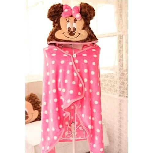 New Anime Cartoon Cute Minnie Mickey Women Men Cosplay Hooded Wrap Shawl Cloak Blanket Special Scarf Scarves Coral Fleece