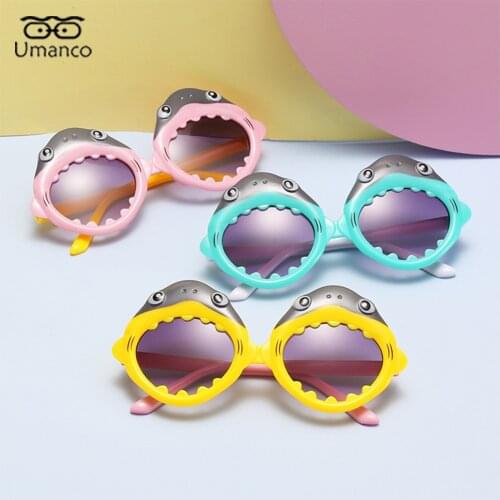 Lovely Cartoon Sunglasses for Children Shark Shape Color Contrast PC Frame AC Lens Boys Girls Baby Sun Glasses Shades Anti UV400