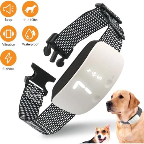 Dog Training Collar Rechargeable Anti Barking Device With Beep Vibration Shock Mode Smart Touch Pet Trainer For All Size Dogs