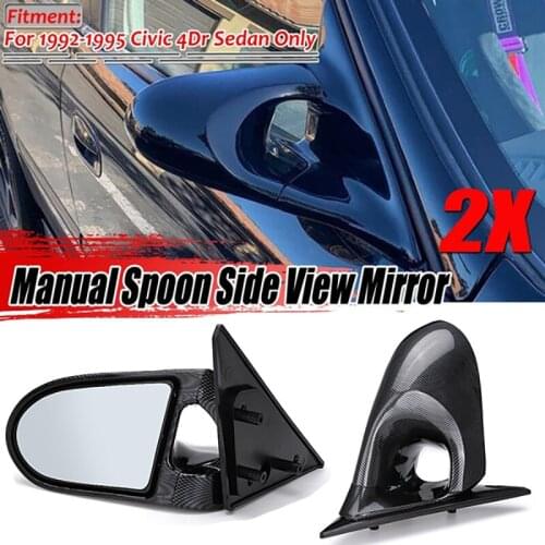 Pair Car Door Wing Rear View Side Rearview Mirror Assembly Manual Adjust For Honda Civic EG 4Dr Sedan 1992 -1995 Black