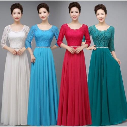 Red back zipped light blue green sleeved bridesmaids dress modest bridesmaid dresses with sleeves plus size gown