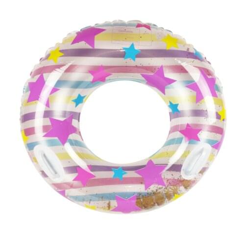 90cm Heart-shaped/star Sequined Swimming Pool Floating Ring Mattress Swimming Pool Thickened PVC Summer Floating Ring Seat Toy