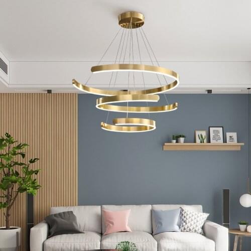 Postmodern led copper chandelier personality creative living room dining bedroom lamp simple Nordic lamp