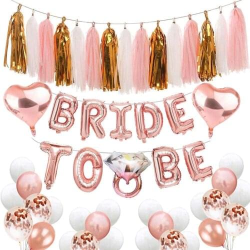 Single girl party decoration bridal shower decoration aluminum foil paper tassel rose gold color balloon suit