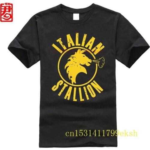Rocky Balboa Italian Stallion Yellow Movie Mens T Shirt Summer Fashion 100% Cotton Camisetas Short Sleeve Shirt