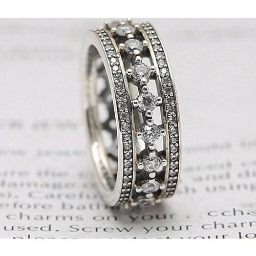S925 Vintage Elegant Fascination Ring With Crystal For Women Wedding Party Gift fit Lady Jewelry