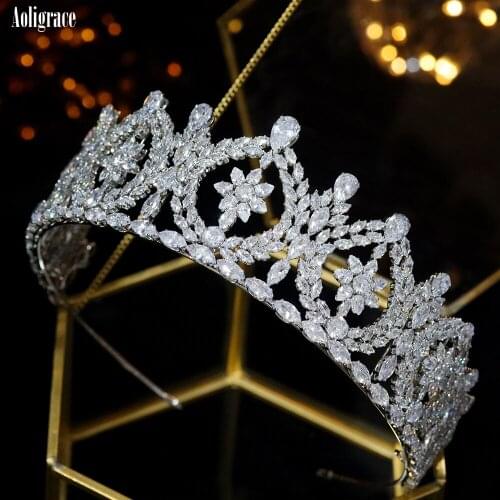 Wedding CZ Full Cubic Zirconia Zircon Tiaras Sweet 16 Quinceanera Pageant Crowns Jewelry Birthday Party Bridal Hair Accessories