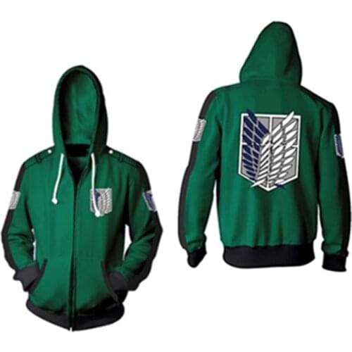 Anime Attack On Titan AOT Cosplay Hoodie 3D Printed Sweatshirt Men Women Casual Streetwear Zip Up Jacket Coat