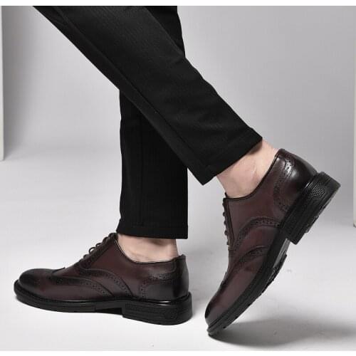 Mens Formal Genuine Leather Coiffeur Brown Dress Office Elegant Shoes Men Classic Oxford Comfortable Casual Slip on Oxford