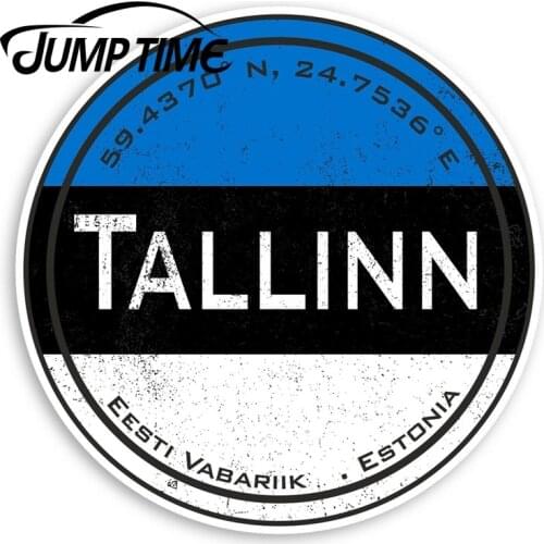 Jump Time Tallinn Estonia Vinyl Stickers - Flag Travel Sticker Luggage Window Bumper Decal Waterproof Car Accessories