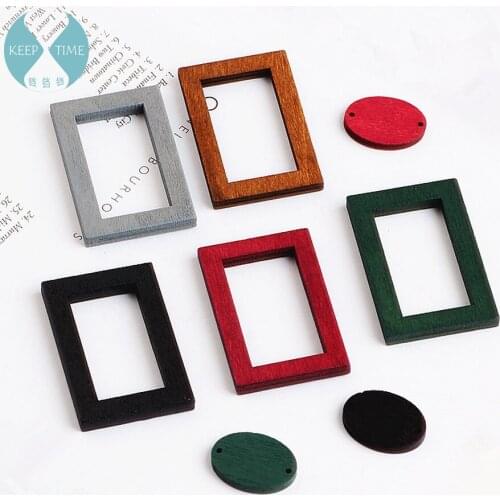 DIY handmade jewelry accessories wood pierced earrings earrings pendant pendant oval rectangular material