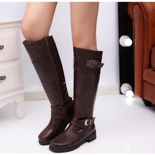 2021 Sale Winter New Thick Heel Boots Size 34-43 Over Knee High Round Toe Waterproof Warm Platform Shoes Women