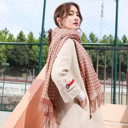 Winter Scarf Neck Warmer Women Echarpe Wrap with Tassel Pashmina Foulard Femme Merino Cashmere Scarves for Ladies