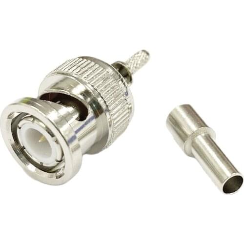 1pc BNC Male Plug RF Coax Connector Crimp for RG316 RG174 LMR100 cable Straight Nickelplated wire terminal NEW wholesale