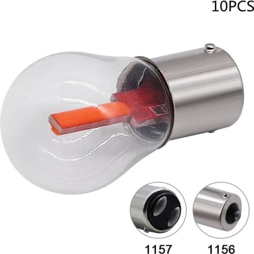 10PCS 1156 BA15S 1157 BAY15D Car LED Filament Light COB Bulbs Turn Signal Tail Parking Reverse Lamp 12V 24V White Red Yellow