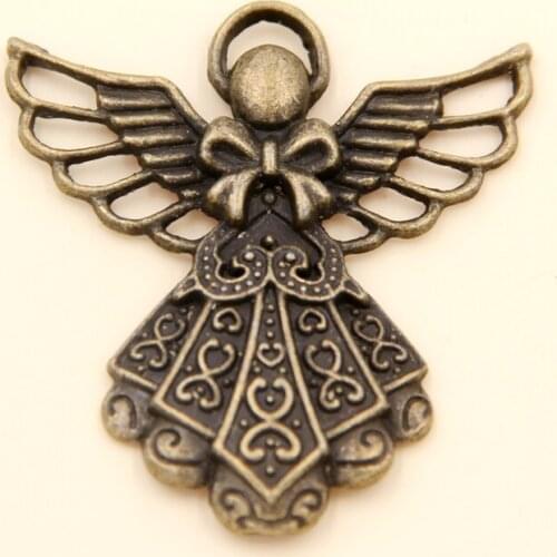 10pcs European Style Tibetan Bronze Alloy Angel Charm DIY Bracelet Pendant Necklace Jewelry Making Accessories 36x42mm