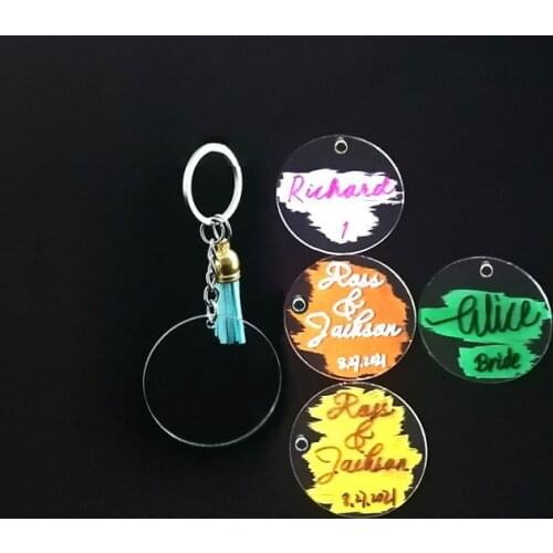 10PCS Blank DIY Painting Acrylic Keychain Making Kit Clear Acrylic Keychain Blanks and Colorful Tassel Pendants for DIY Projects